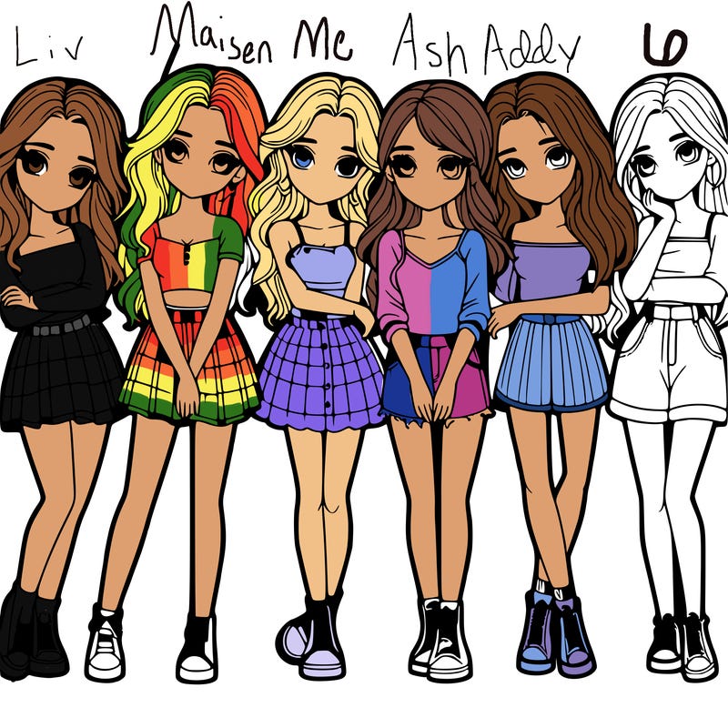 a group of girls realistic