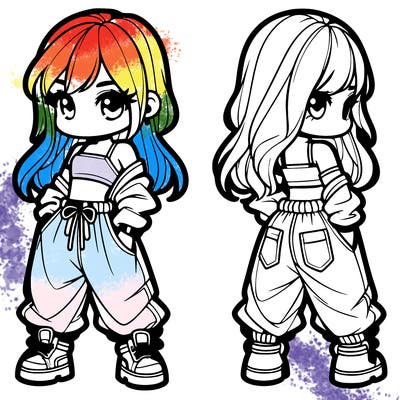 girl in crop top and baggy pants