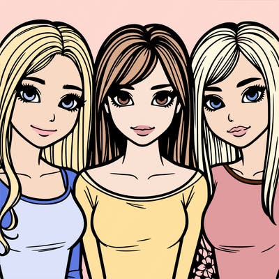 three realistic girls
