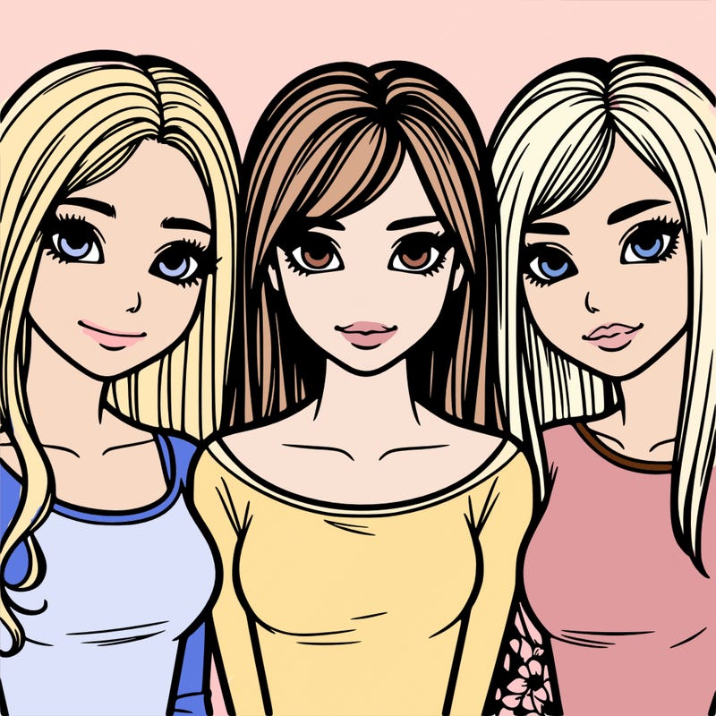 three realistic girls