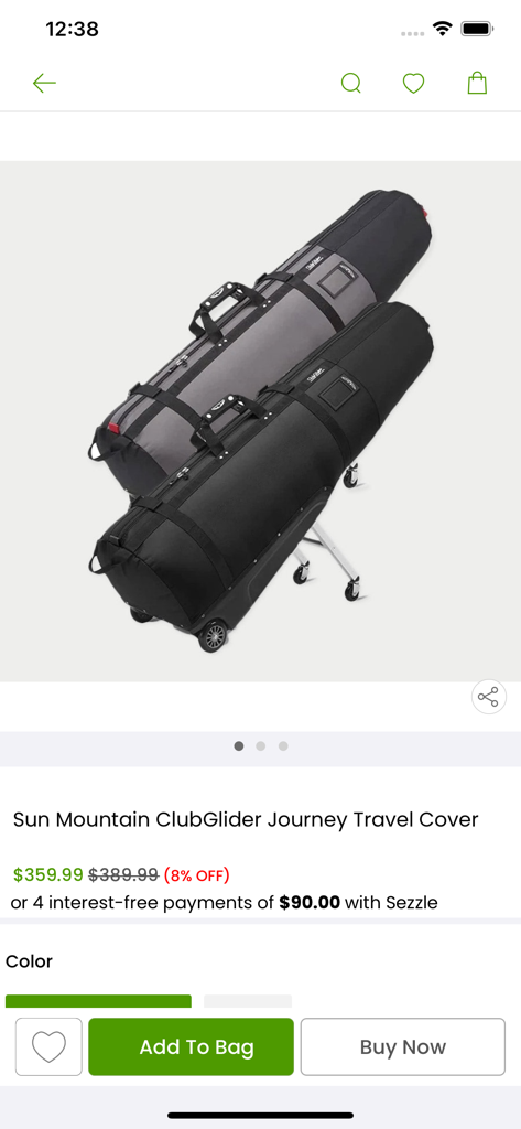 Just Golf Stuff - Sun Mountain ClubGlider Journey Travel Cover product listing on Just Golf Stuff app