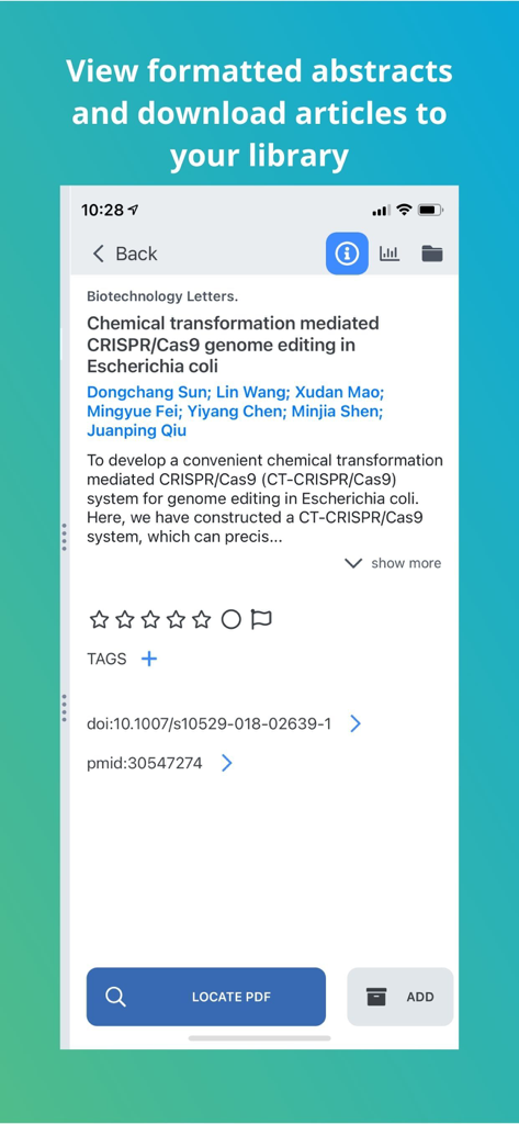 Papers by ReadCube - Ein formatierter Abstract eines Forschungsartikels in der Papers by ReadCube App, der Metadaten und Download-Optionen anzeigt.