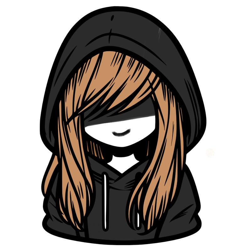 girl with hair covering her face and wearing a hoodie