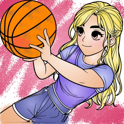 realistic girl playing basketball