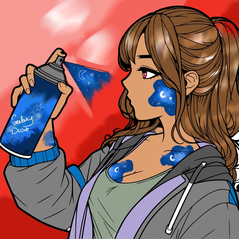 a realistic girl spray, painting