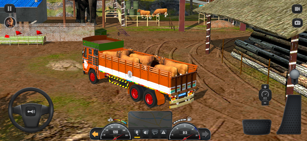 Truck Masters: India Simulator - トラックマスターズ インドシミュレーターで、農場で家畜を輸送するインドのトラック。