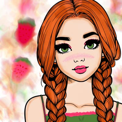 realistic girl with braids