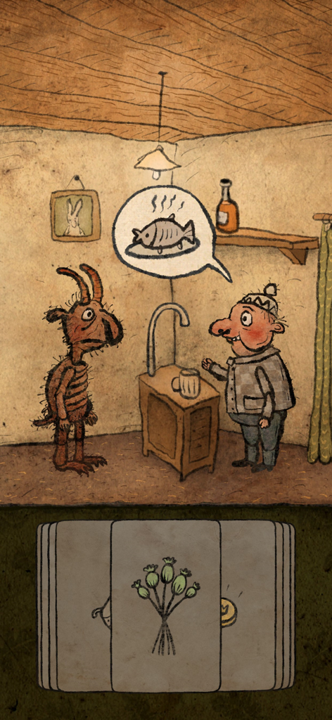 Pilgrims - Hand-drawn character interaction in the adventure game Pilgrims.