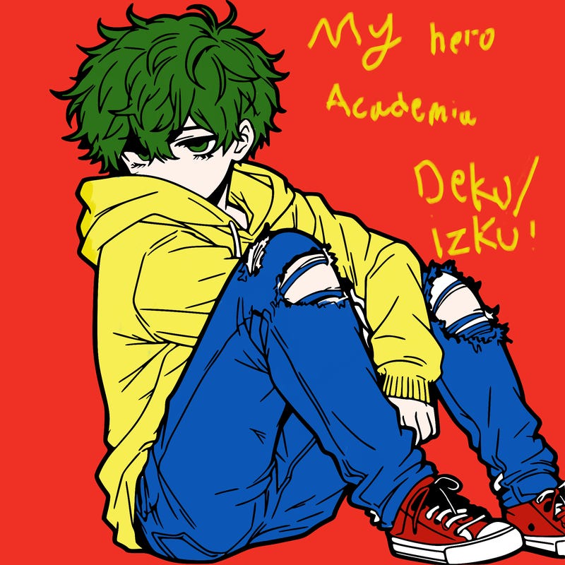 a male hoddie ripped jeans messy hair anime