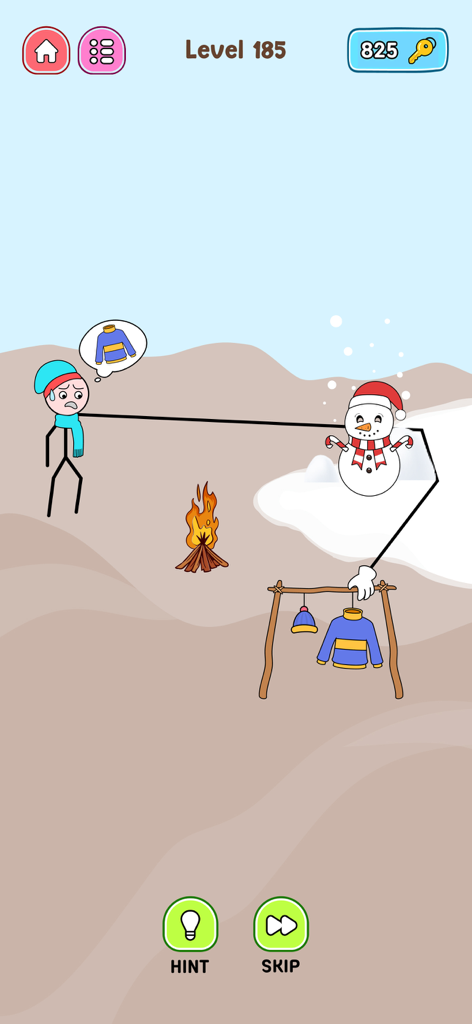 Thief Challenge: Swipe & Steal - A stickman character using an extendable arm to steal a sweater in a snowy level of Thief Challenge.