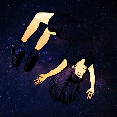 realistic girl doing a backflip