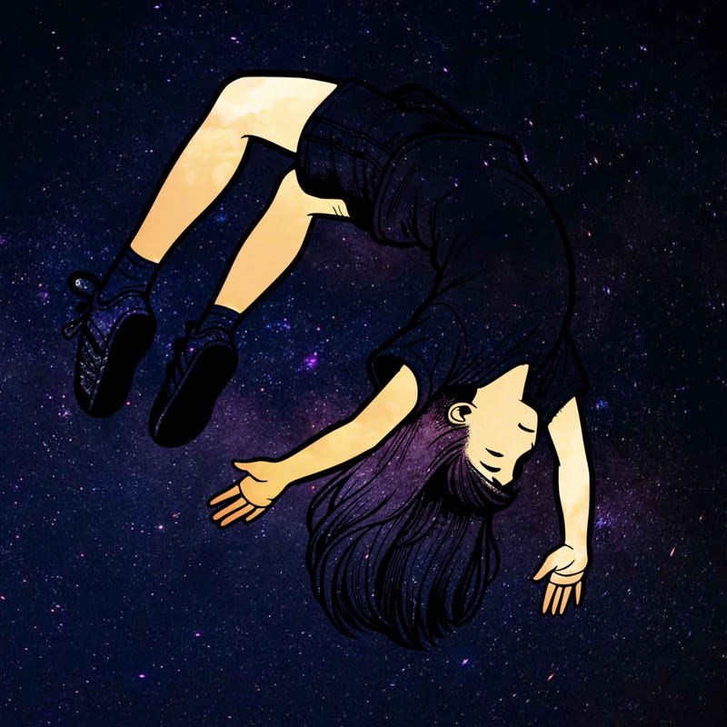 realistic girl doing a backflip