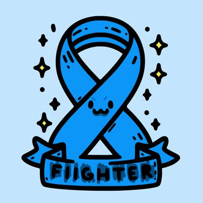 cancer ribbon with the word fighter
