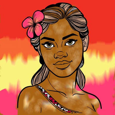 a realistic polynesian woman with a samoan pacific look and a taupou