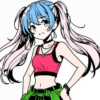 anime girl wearing crop top