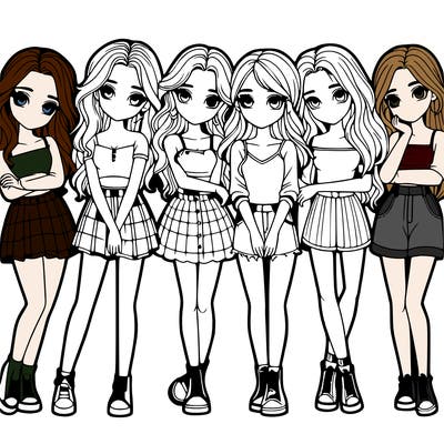 a group of girls realistic