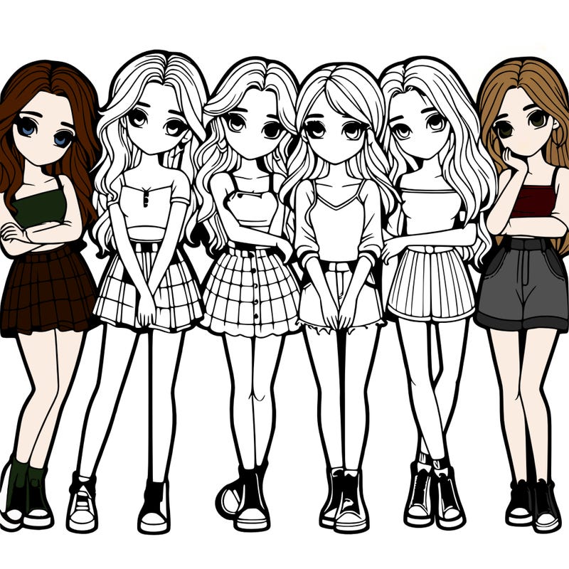 a group of girls realistic