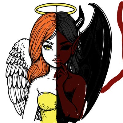 realistic angel half demon