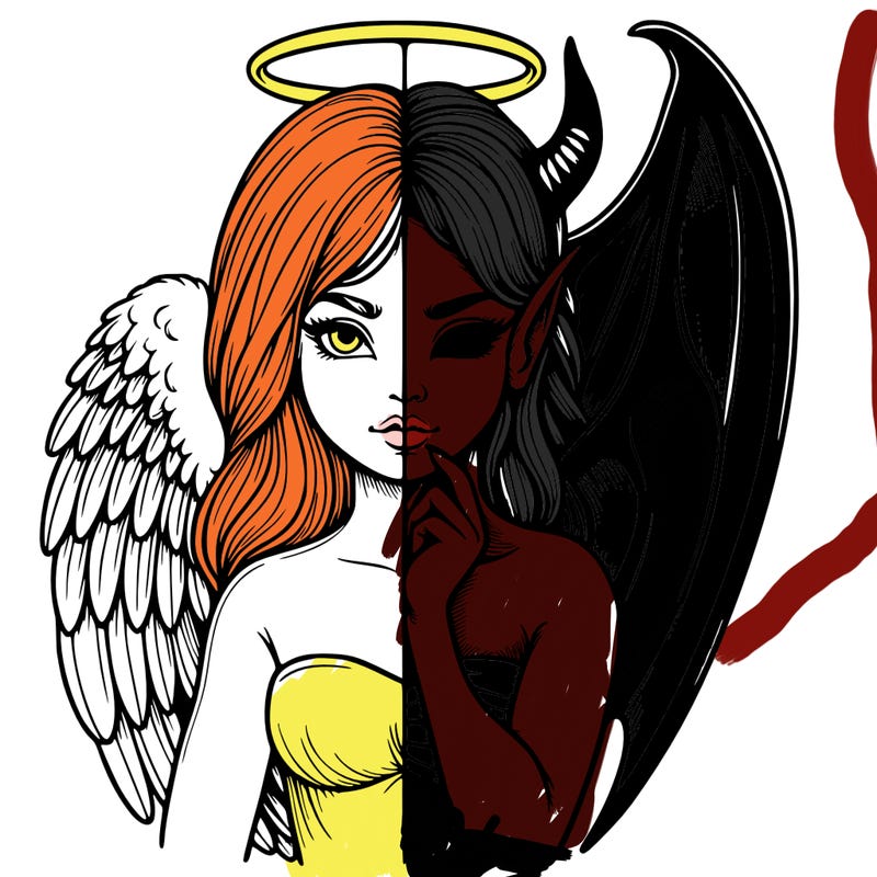 realistic angel half demon