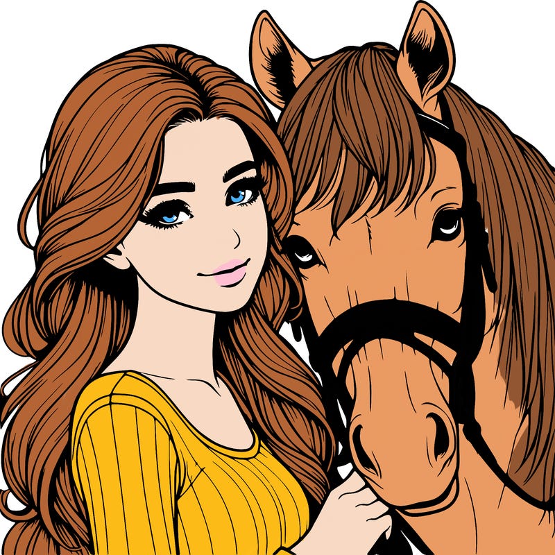 realistic girl with horse