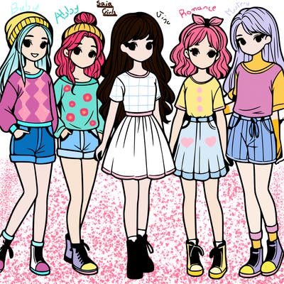 a group of five girls