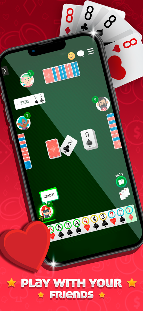 Cacheta - Jogo de Cartas - Jugabilidad móvil del juego de cartas Cacheta con una partida online con amigos