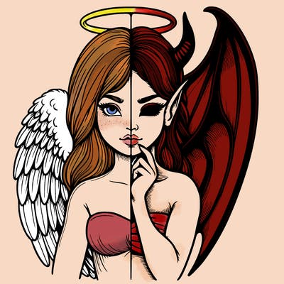 realistic angel half demon