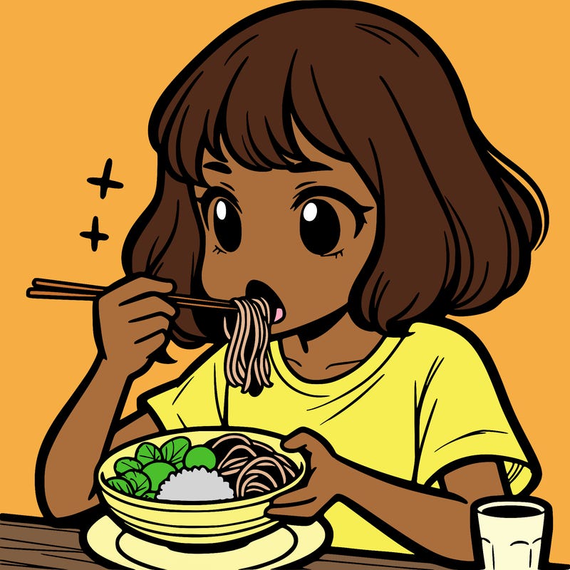 a girl eating food