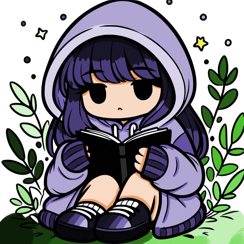 girl in oversized hoodie reading a book