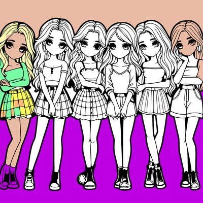 a group of girls realistic