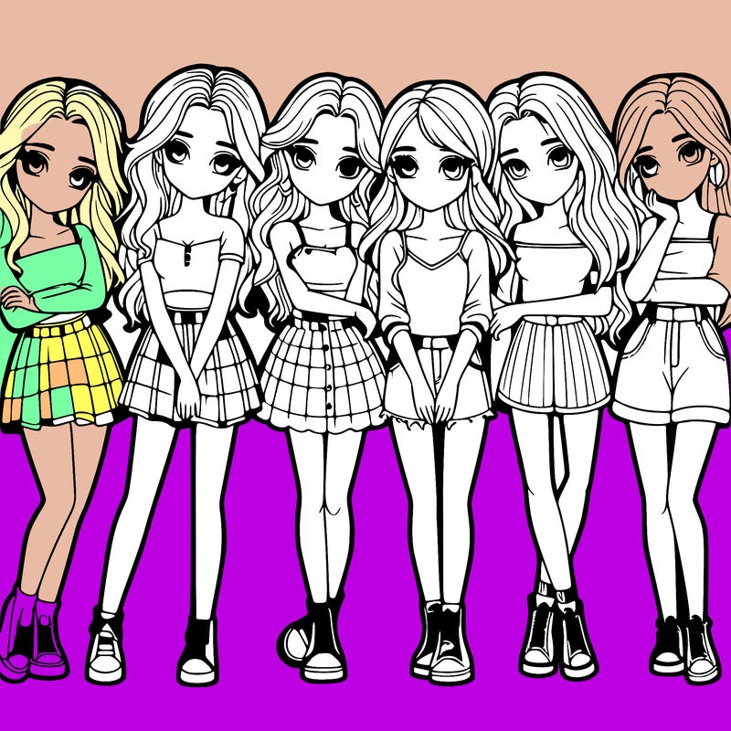 a group of girls realistic