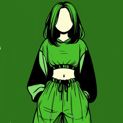 realistic girl faceless with baggy pants and a crop top