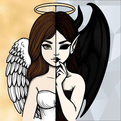 realistic angel half demon