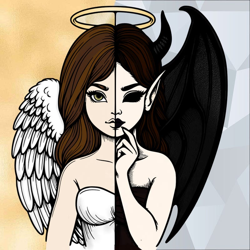 realistic angel half demon