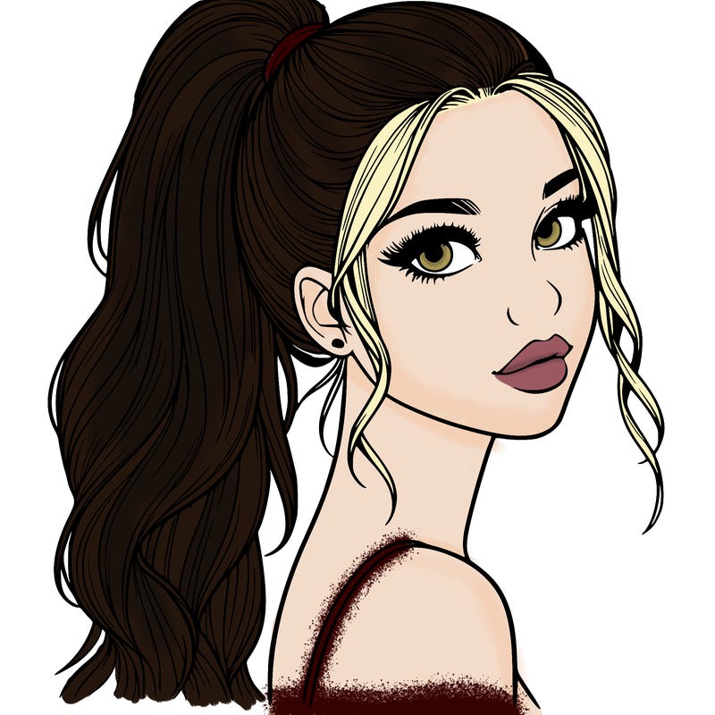 realistic pretty girl with high pony tail