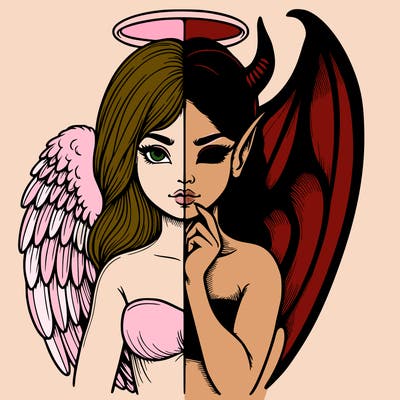 realistic angel half demon