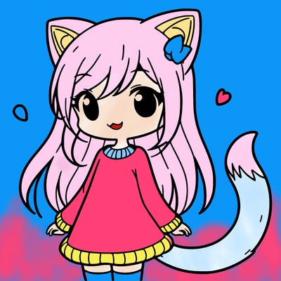 girl with cat ears and tail