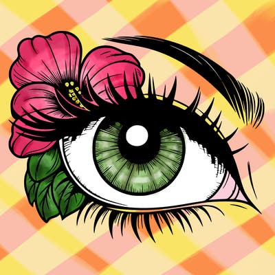 realistic eye with flower