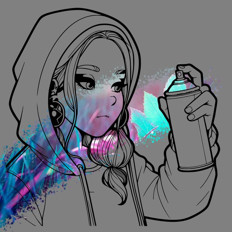 a realistic girl, spray painting
