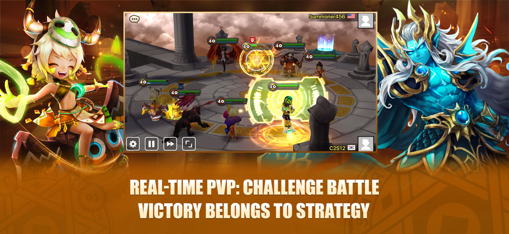 Summoners War - Summoners War : combats PvP en temps réel avec des compositions d'équipes de monstres stratégiques et des illustrations de personnages