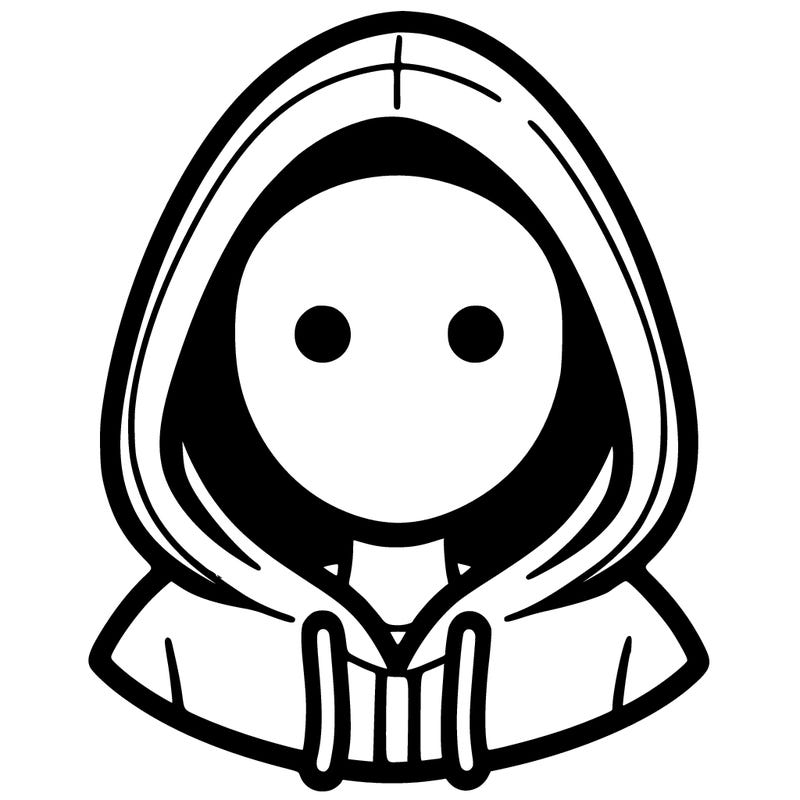 hooded person with shapes for a face