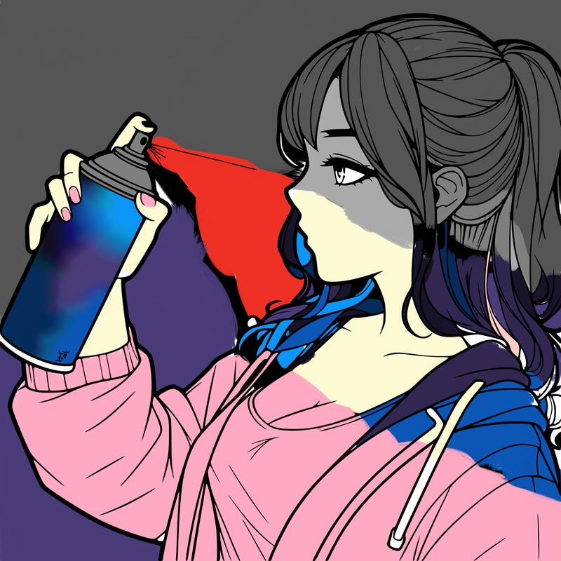 a realistic girl spray, painting