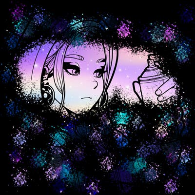 a realistic girl, spray painting