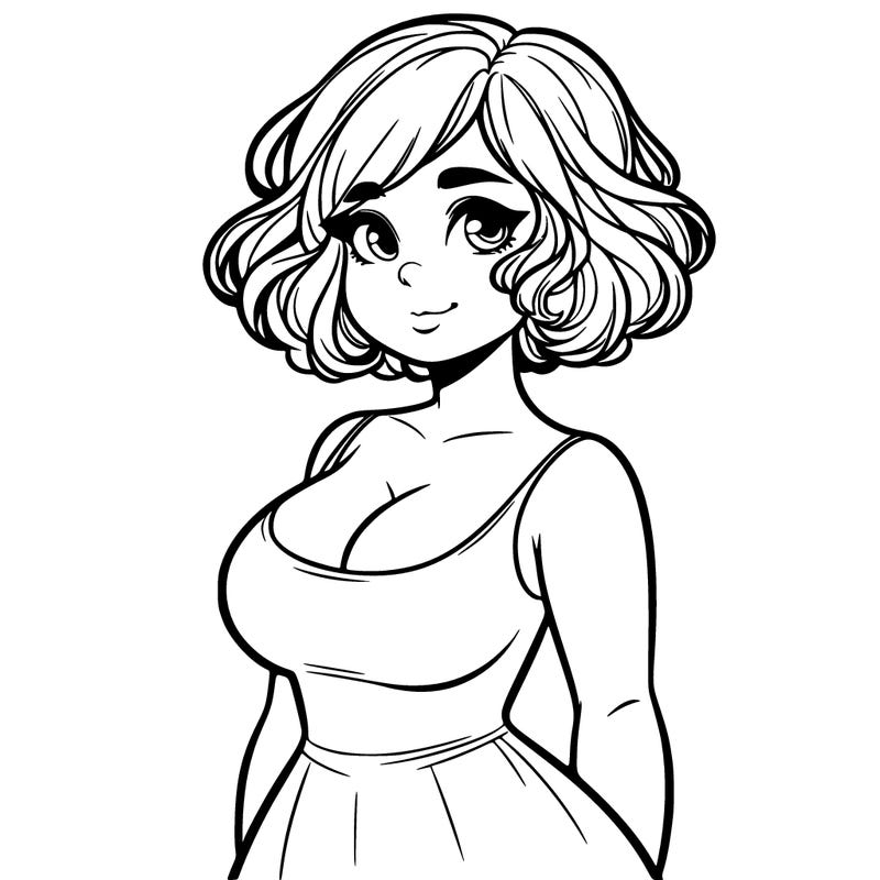 short curvy beautiful woman realistic