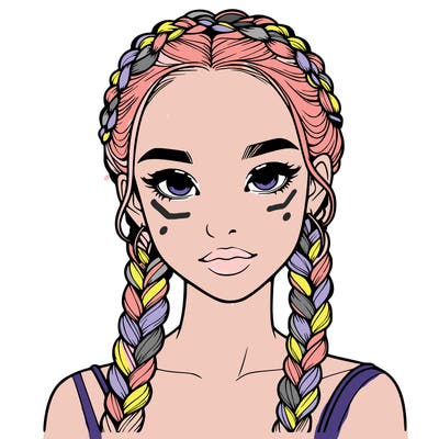 realistic girl with braids