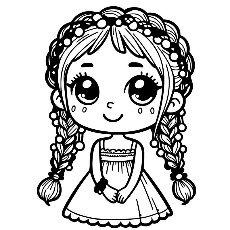 little girl with braids with beads