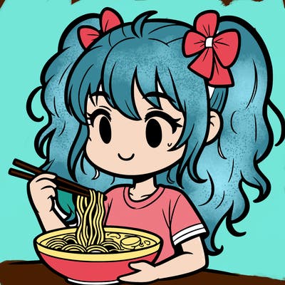 a girl eating ramen