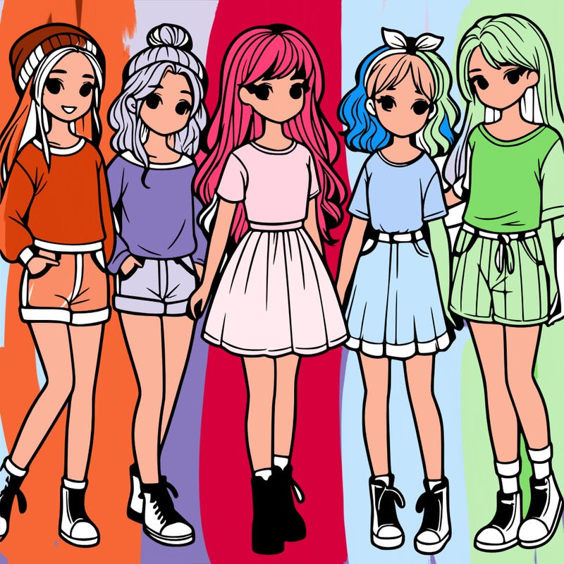 a group of five girls