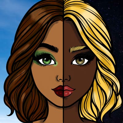 realistic girl split half