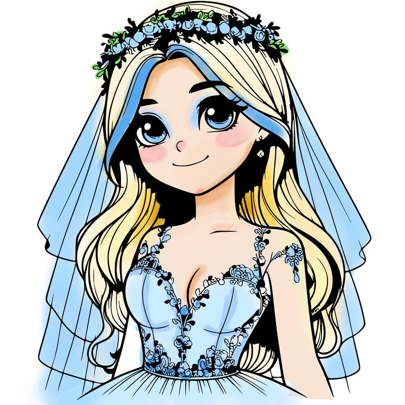 realistic girl in a wedding dress